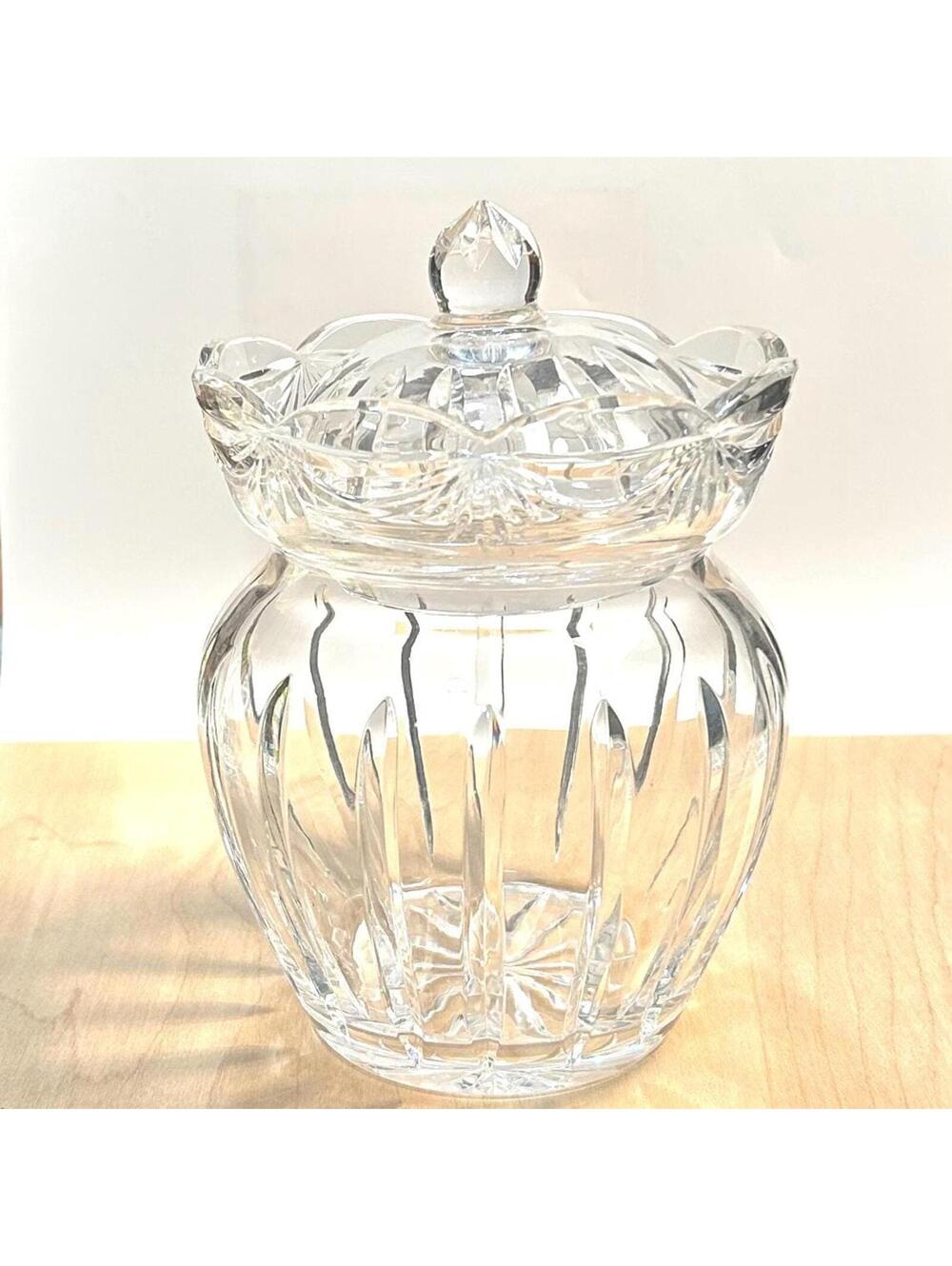 Vintage Heavy Lead Crystal Biscuit Barrel